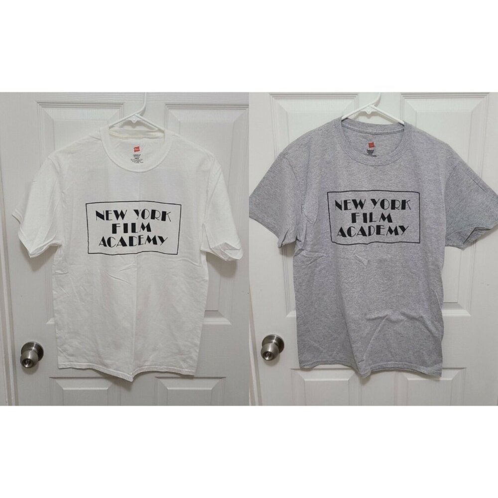 x2 New York Film Academy Disney Studios Short Sleeve T Shirts Gray/White Size M